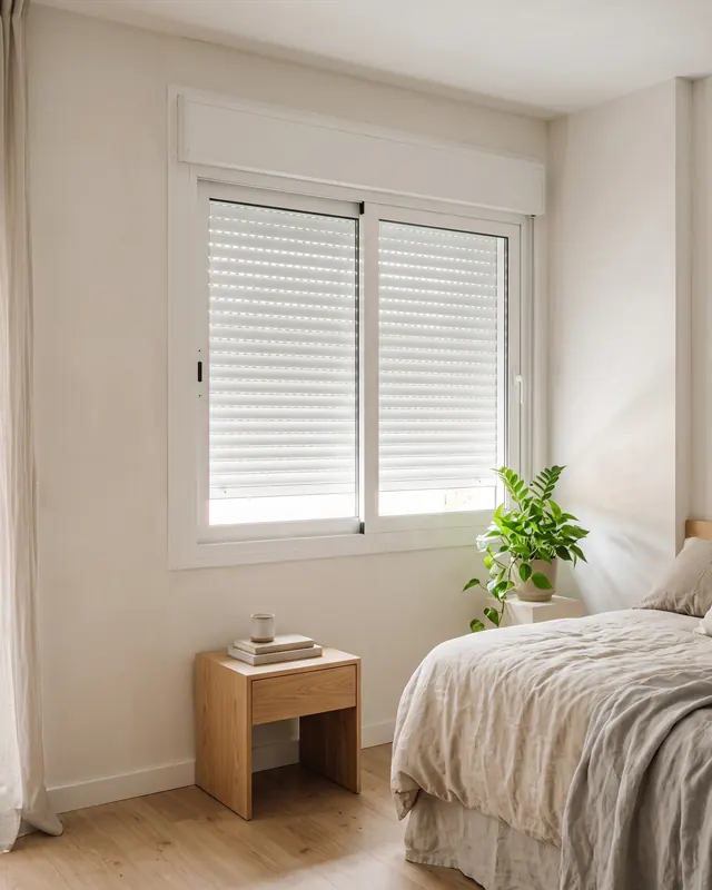 Ventana corrediza con cajón compacto y la cortina de enrollar a media altura